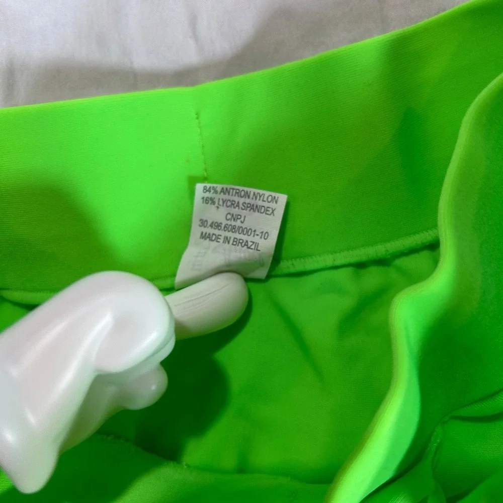 Latin Angel VTG Neon Green Ruffle Mini Skirt Swim Cover Up Made in Brazil Size M